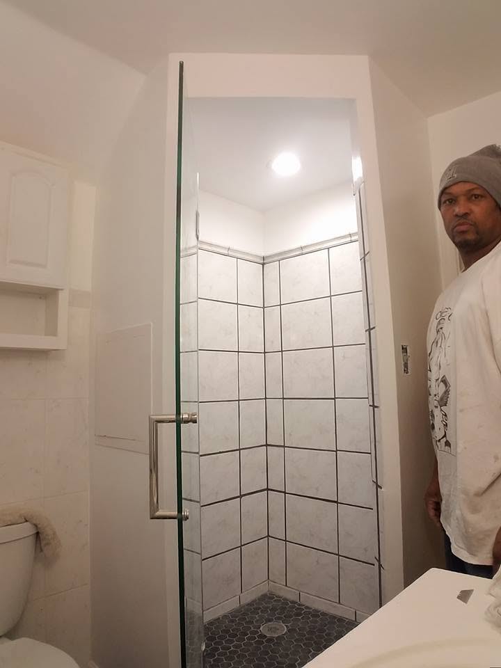 Tiled Walk-In Shower with Glass Door in Southfield, Michigan